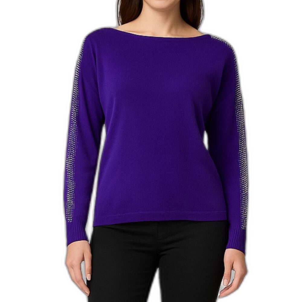 Milano Women’s Embellished Shoulder Knit Sweater | Size Small